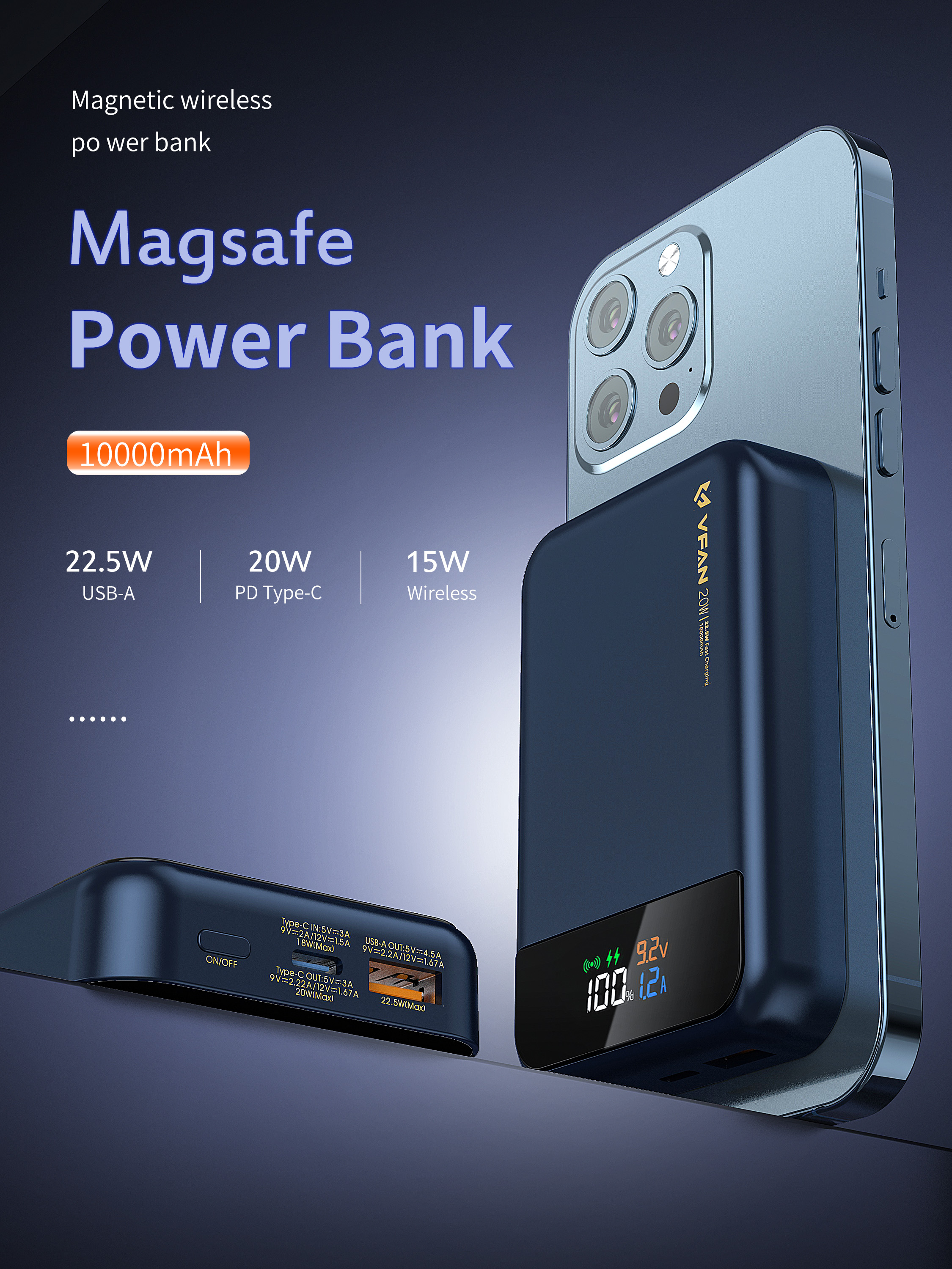 F13 10000MAh magsafe magnetic charger22.5W+20W PD