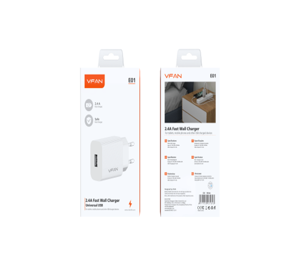 E01 USB fast charger 2.4A